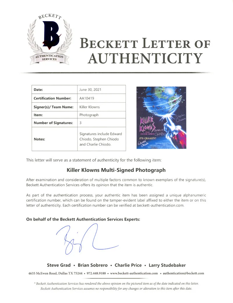 THE CHIODO BROTHERS KILLER KLOWNS SIGNED AUTOGRAPHED 8x10 PHOTO RARE BECKETT BAS, изображение 2