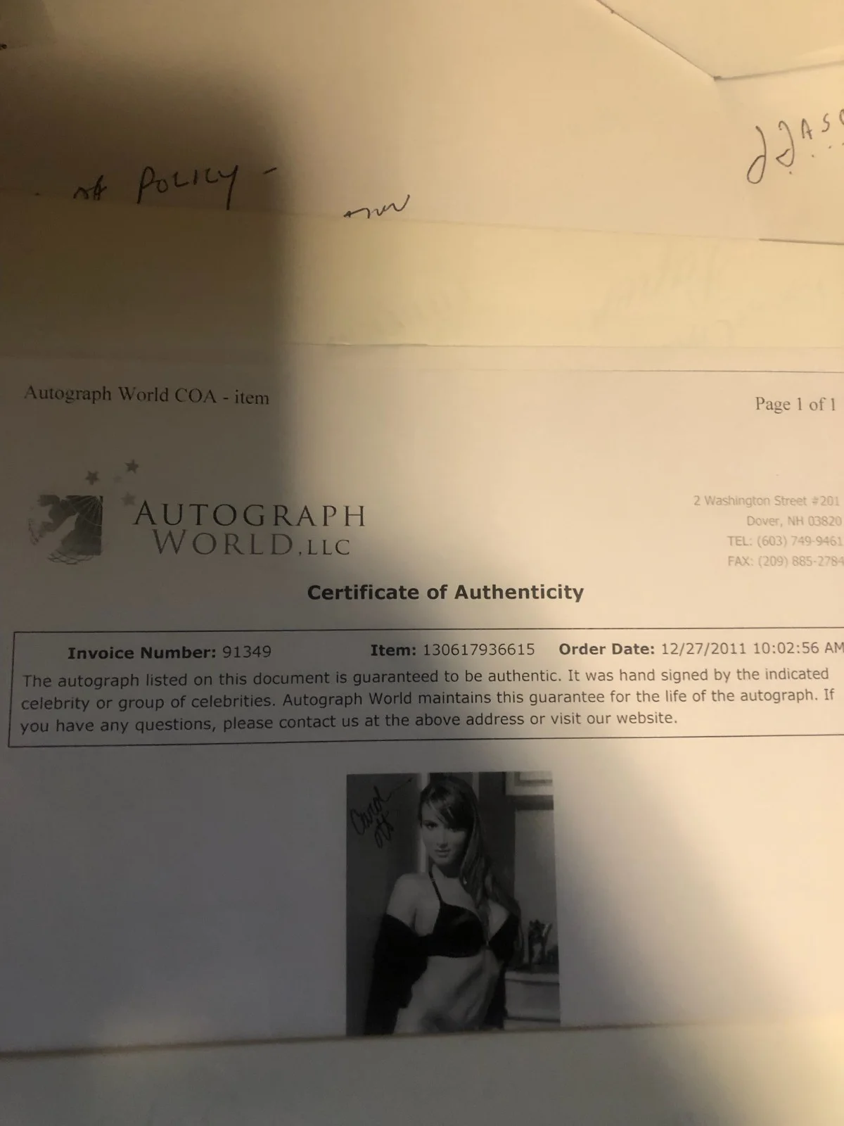 Caroline Ott — Caroline Ott 8x10 Signed Auto Photo With COA Exc. Sexy Model Instagram Rare, image 2