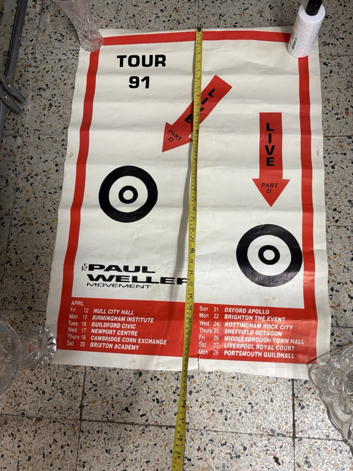 Vintage Paul Weller “Movement” 1991 Promo Tour Poster Original Fair Condition, изображение 3