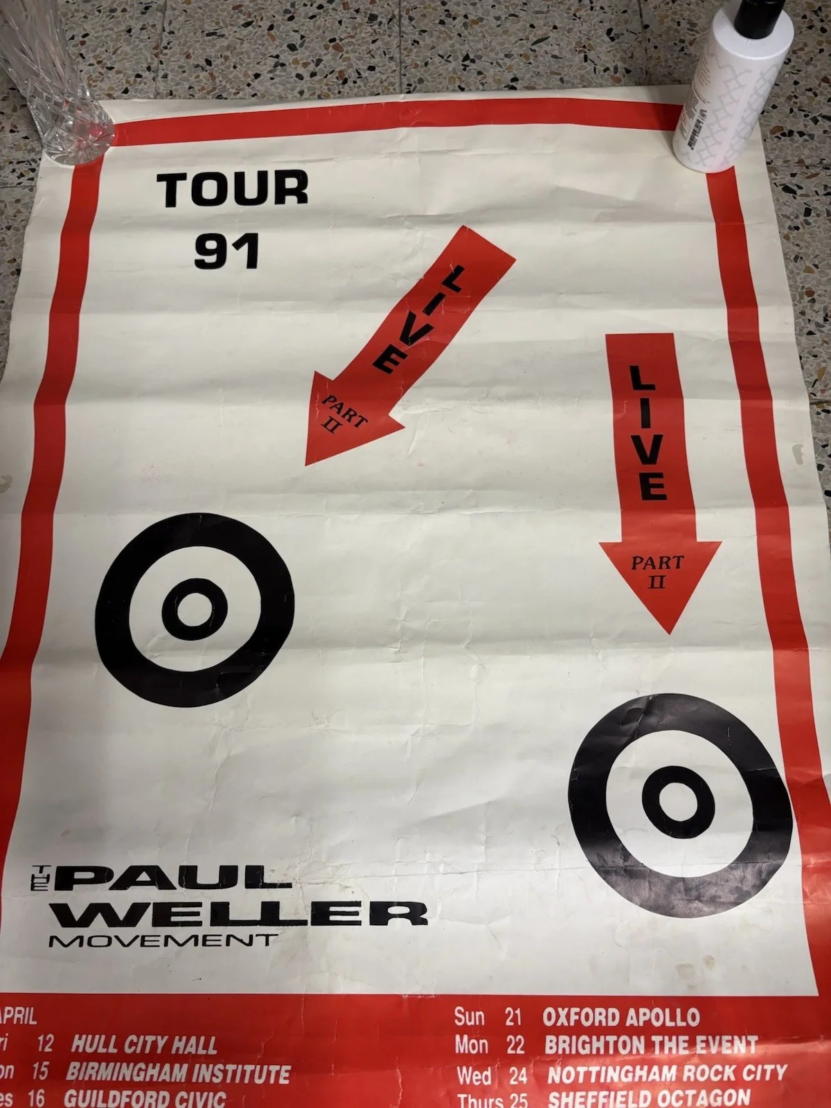 Vintage Paul Weller “Movement” 1991 Promo Tour Poster Original Fair Condition, изображение 5