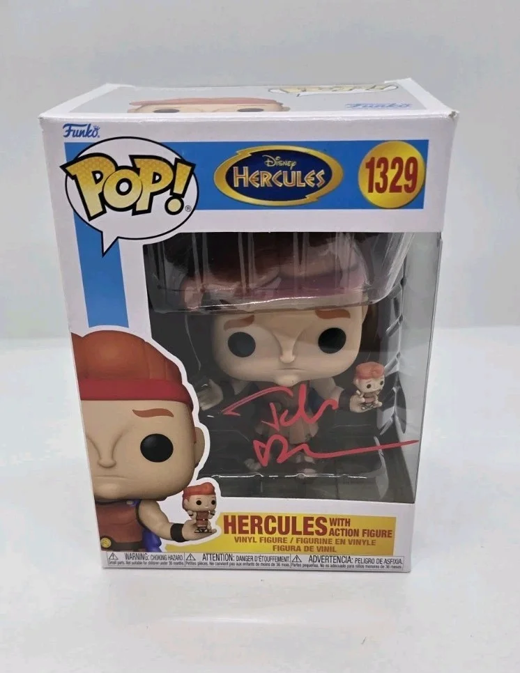 tate donovan — Tate Donovan SIGNED Hercules W/ Action Figure FUNKO POP #1329 SWAU