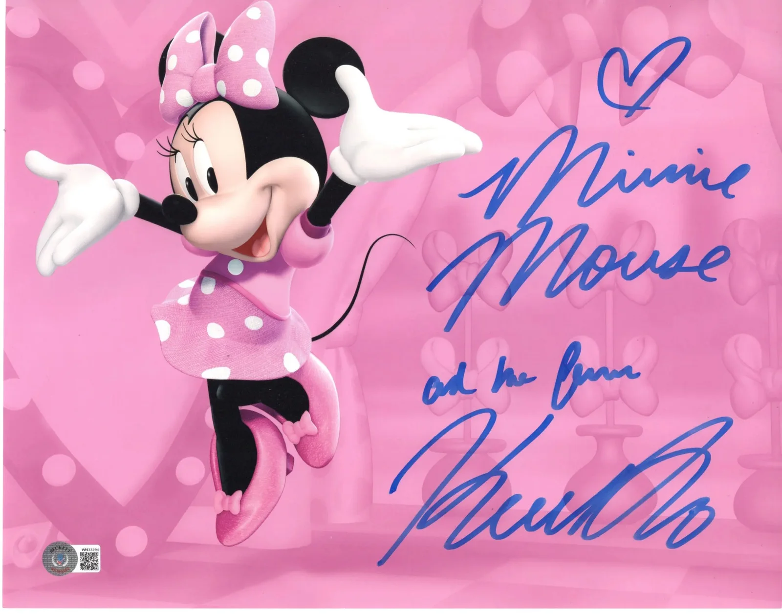 Kaitlyn Robrock — Kaitlyn Robrock signed 11x14 Photo Disney - Minnie Mouse Beckett Authentication