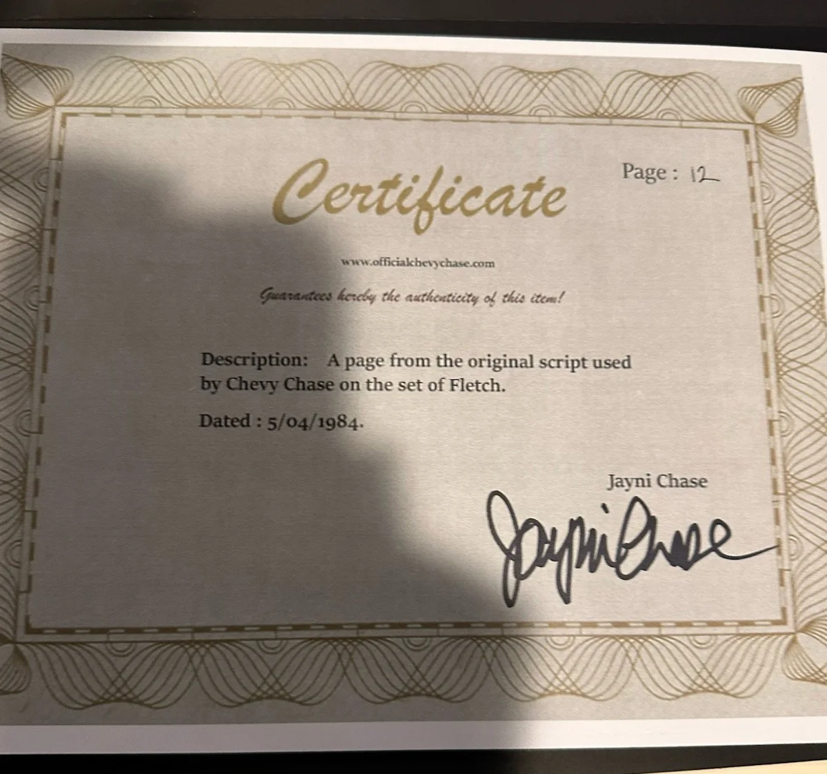 Chevy Chase — Chevy Chase Autograph Fletch Script Page With COA, image 2
