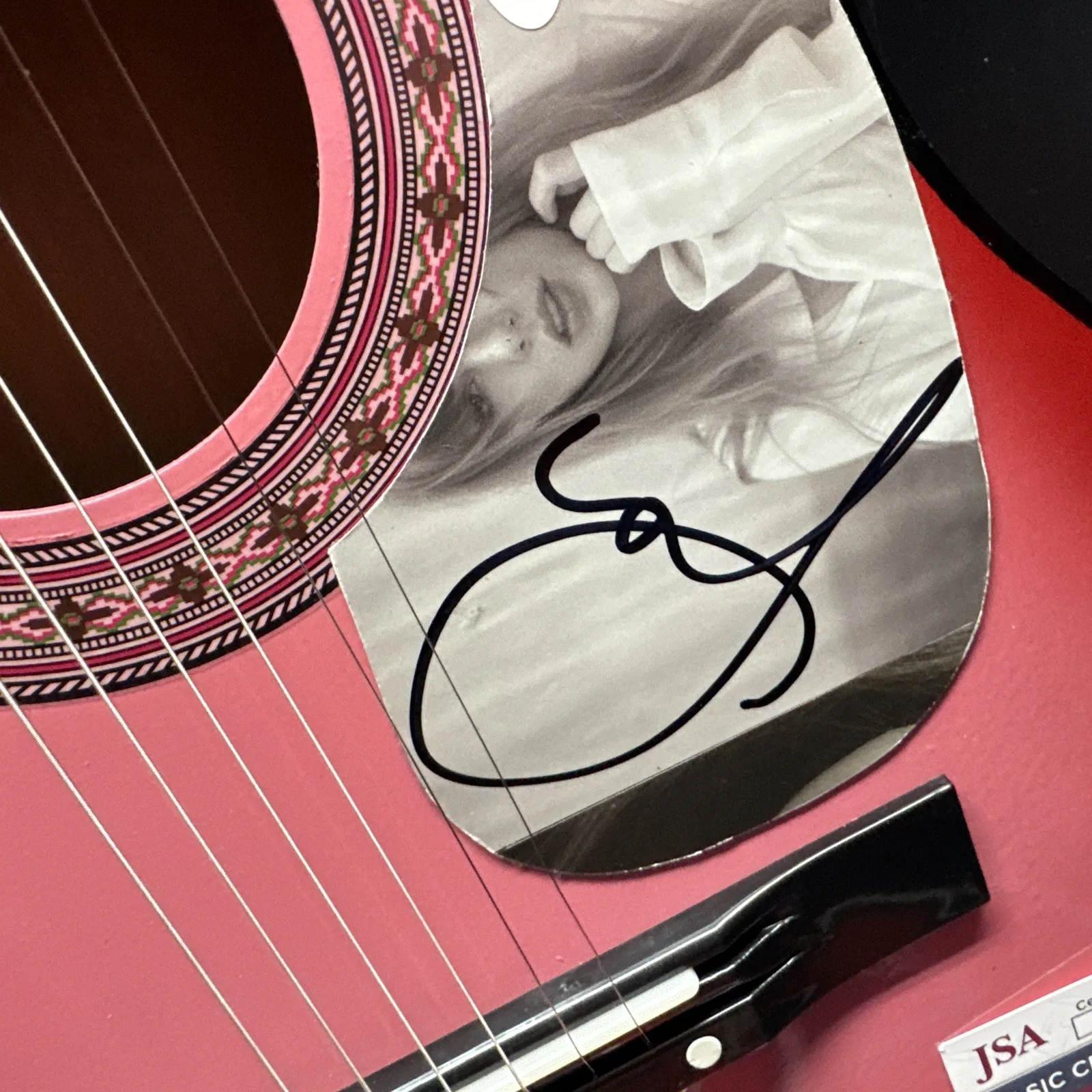 Taylor Swift Autographed Pink Acoustic Guitar Signed JSA COA, image 2