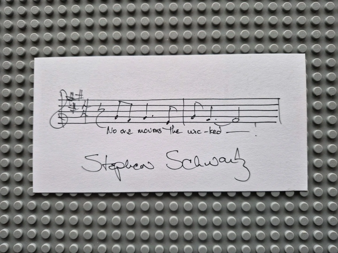 Stephen Schwartz — Stephen Schwartz From WICKED " No one mourns the wicked " Signed 3.0 X 6.0, изображение 2