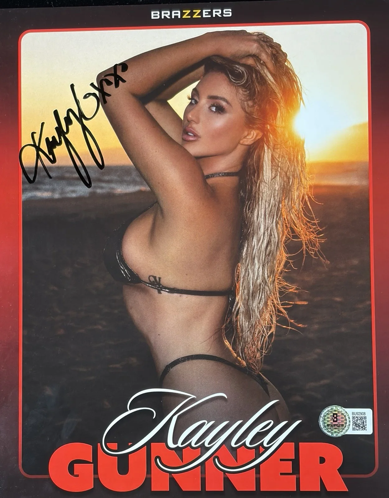 Kayley Gunner — Kayley Gunner Adult Star Brazzers Signed 8x10 Photo Card AVN BAS COA Autograph