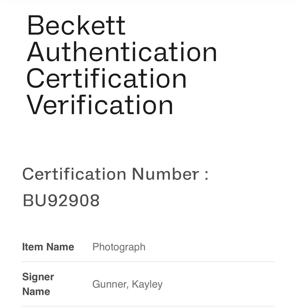 Kayley Gunner — Kayley Gunner Adult Star Brazzers Signed 8x10 Photo Card AVN BAS COA Autograph, изображение 2