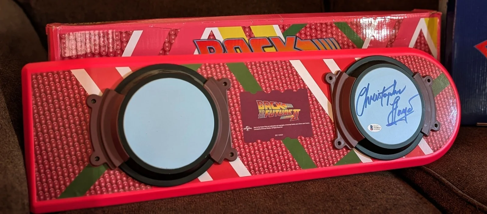 MICHAEL J FOX — Christopher Lloyd Signed Bck to the Future Hoverboard + Air Mags Universal Shoes, image 2