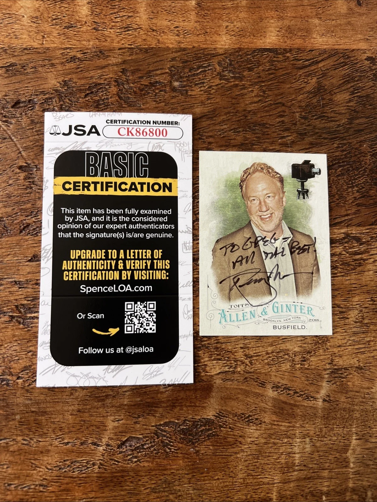 Timothy Busfield — Timothy Busfield Signed Allen & Ginter Card JSA Coa Autographed Filed Of Dreams