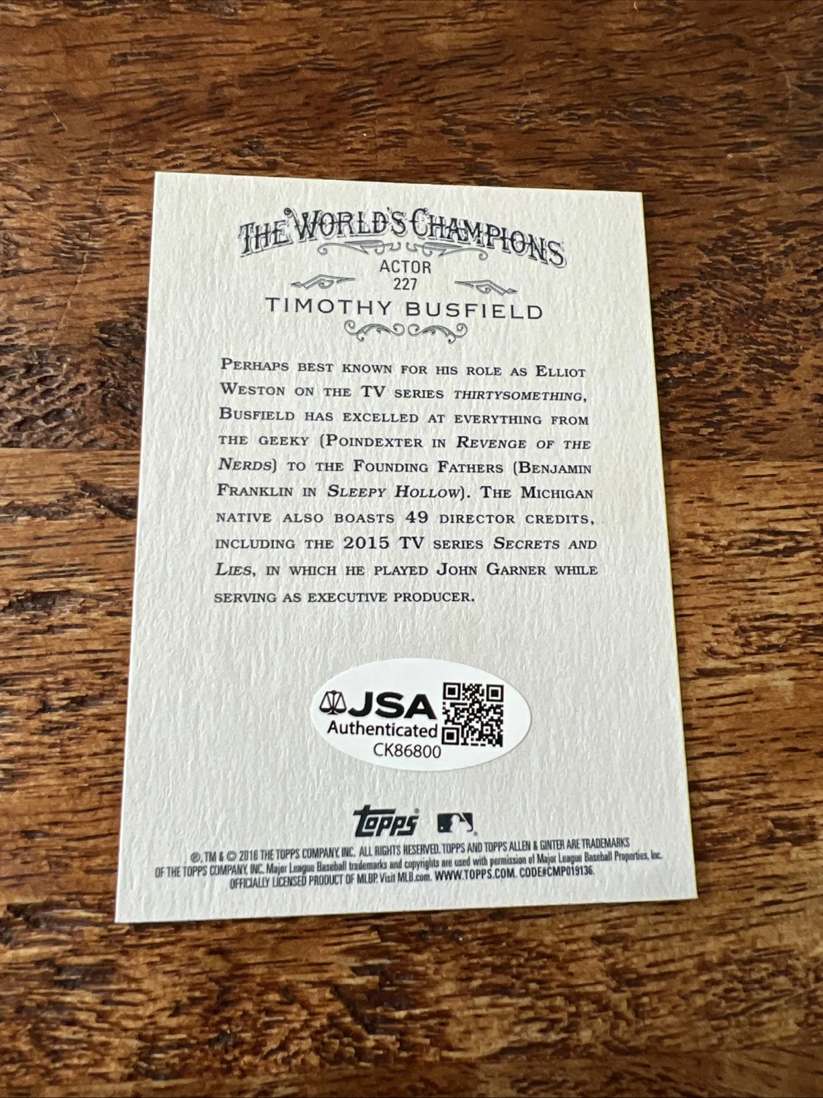 Timothy Busfield — Timothy Busfield Signed Allen & Ginter Card JSA Coa Autographed Filed Of Dreams, изображение 3