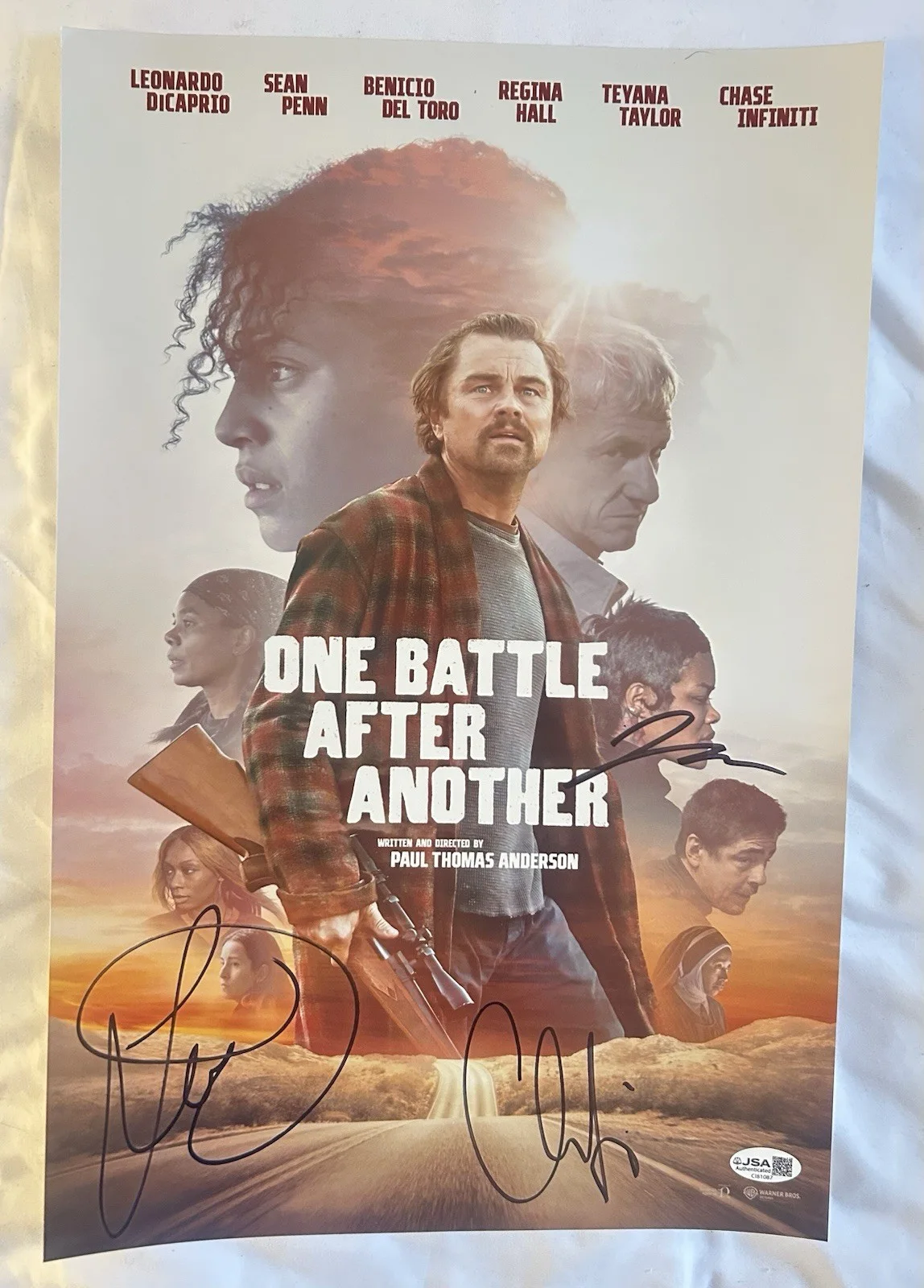 Leonardo DiCaprio / Teyanna Taylor / Chase Infiniti — Leonardo DiCaprio Signed One Battle After Another Poster Taylor & Infiniti JSA, изображение 2