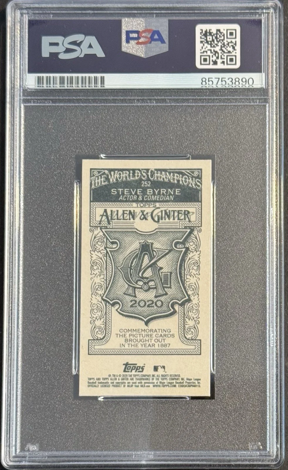 Steve Byrne — Steve Byrne Signed 2020 Allen & Ginter Mini Card PSA/DNA Slabbed Comedian Funny, изображение 2