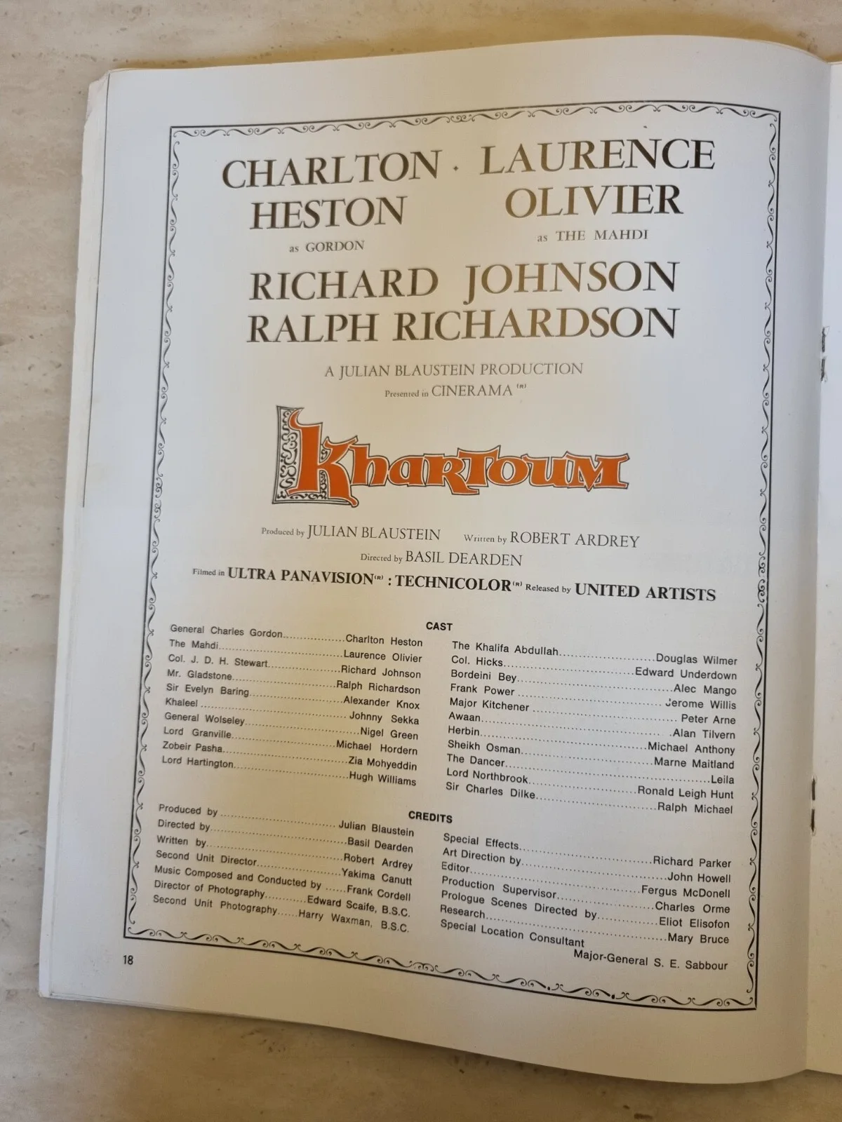 Khartoum Charlton Heston Laurence Olivier Richard Johnson Cinema Programme 1966, изображение 2