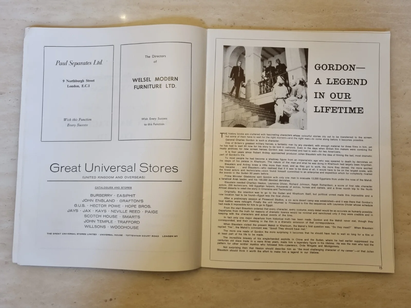 Khartoum Charlton Heston Laurence Olivier Richard Johnson Cinema Programme 1966, изображение 3