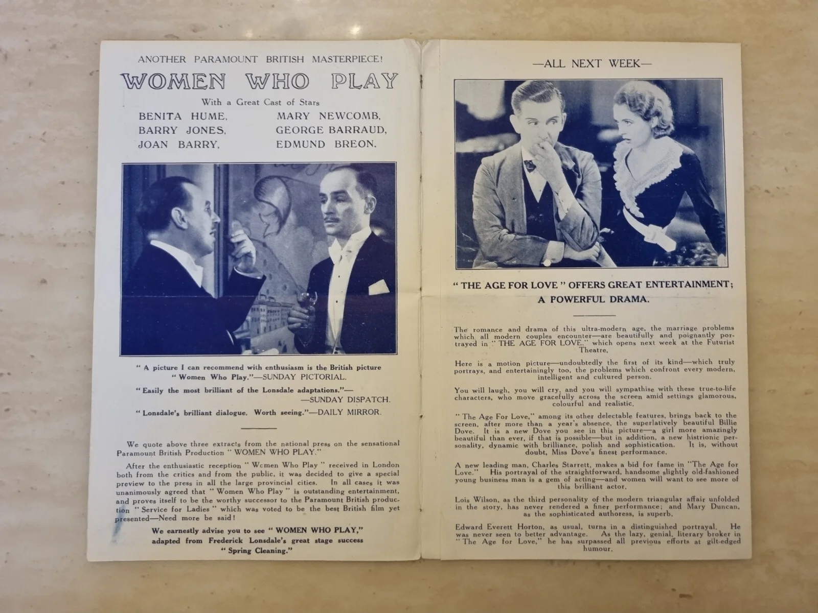 Cinema Programme Women Who Play Benita Hulme Mary Newcombe / The Age For Love, изображение 2