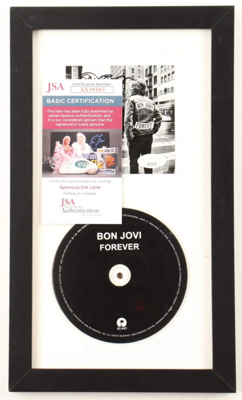 Jon Bon Jovi — Jon Bon Jovi Signed (JSA) Custom Framed "Forever" CD Album Insert Display, image 2