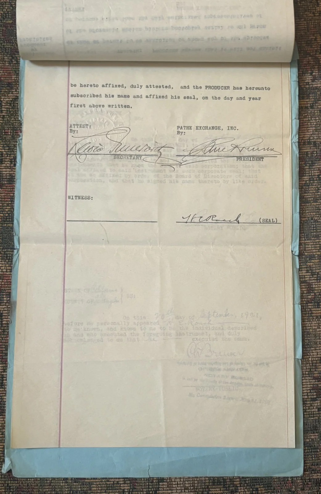 Rare , SIGNED by HAL ROACH 1921 Movie Contract, NYC New York + Photo with COA!, изображение 3