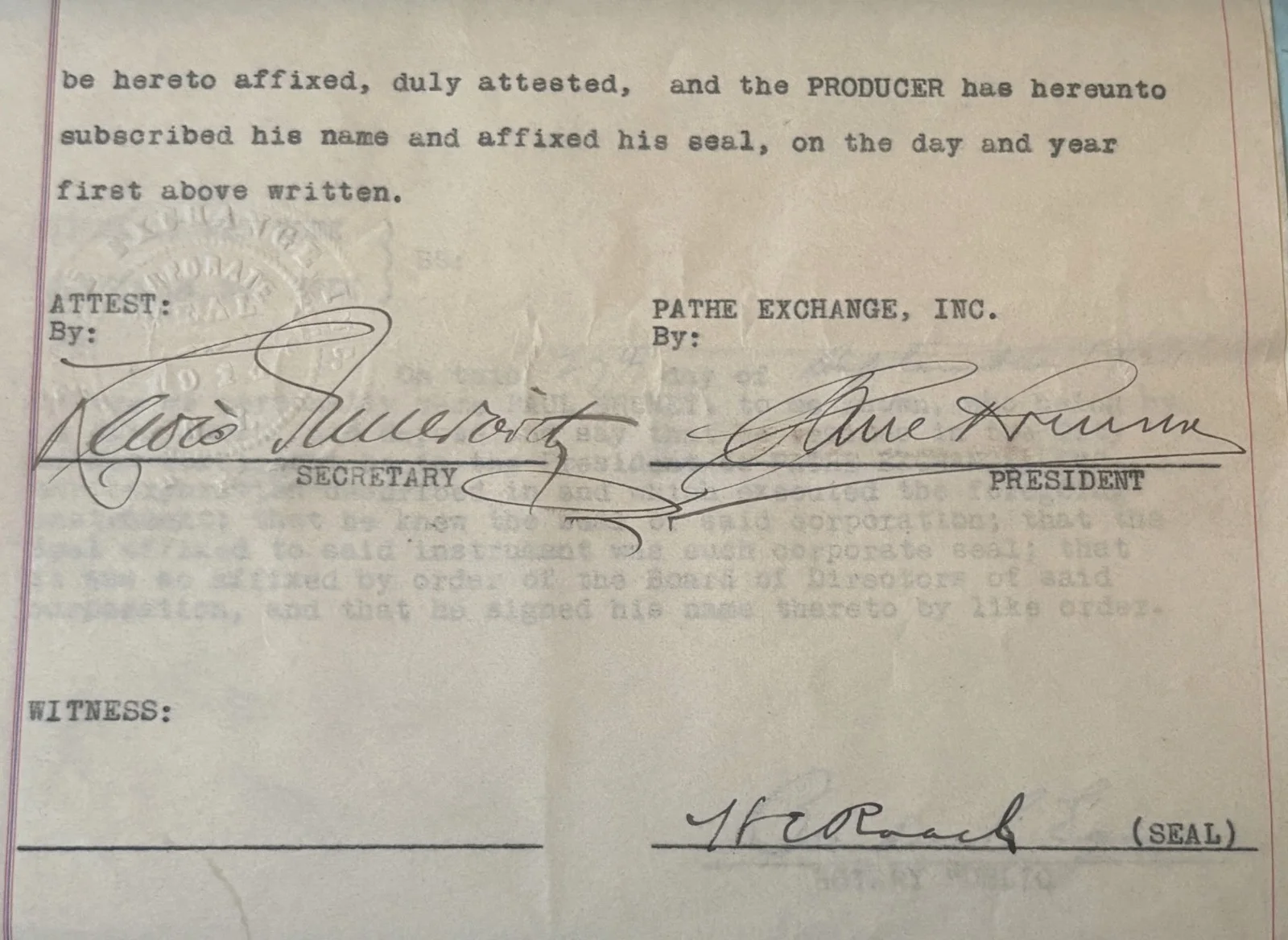Rare , SIGNED by HAL ROACH 1921 Movie Contract, NYC New York + Photo with COA!, изображение 4