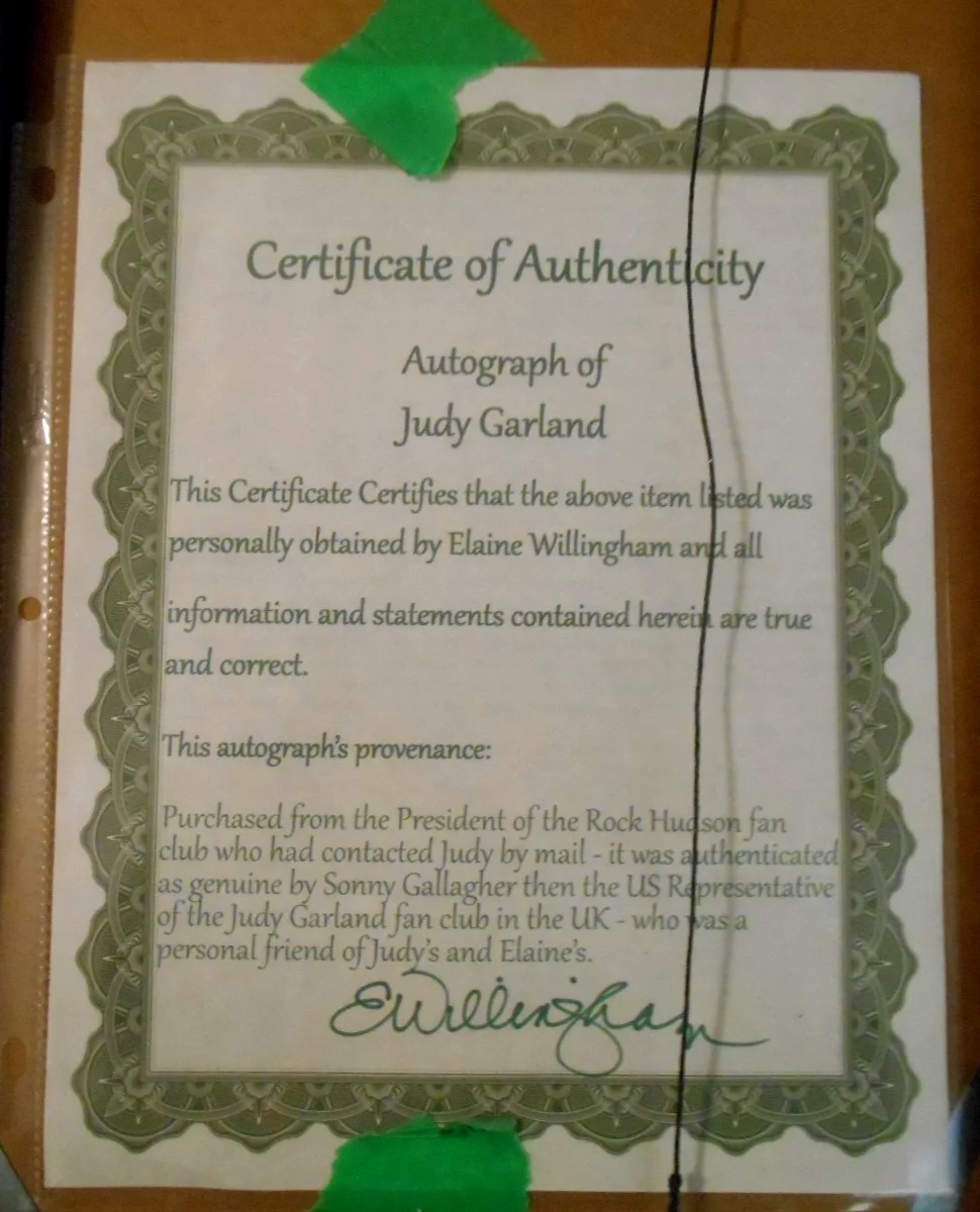 Judy Garland — Judy Garland Autographed Signed MGM Stationary Framed Auto 16x11 COA C.1940's, image 5