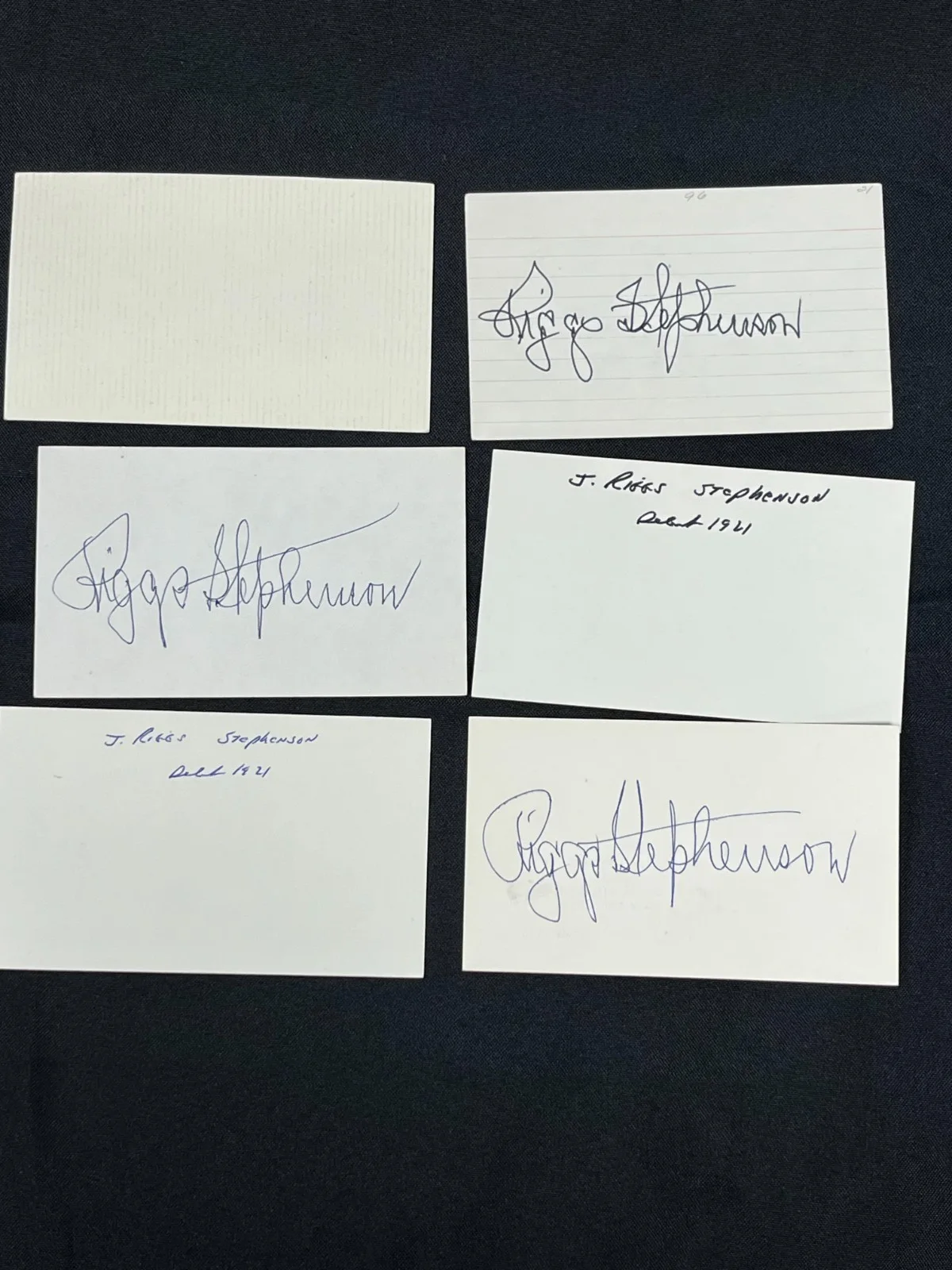 Lot Of (6) Riggs Stephenson Signed Autographed Cut Index Cards, изображение 4