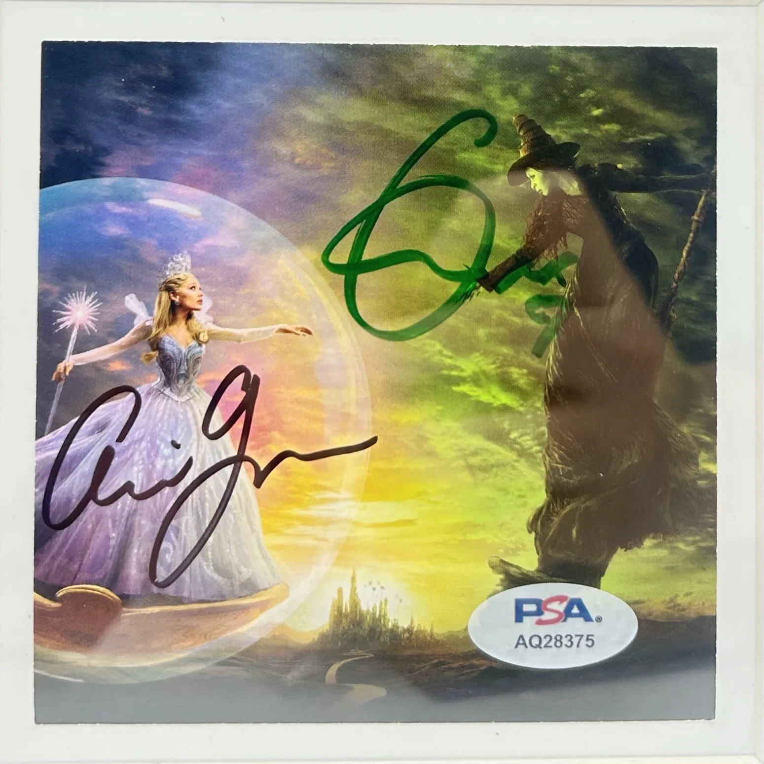 Ariana Grande & Cynthia Erivo Signed Wicked For Good CD FRAMED Full Sig PSA/DNA, image 2