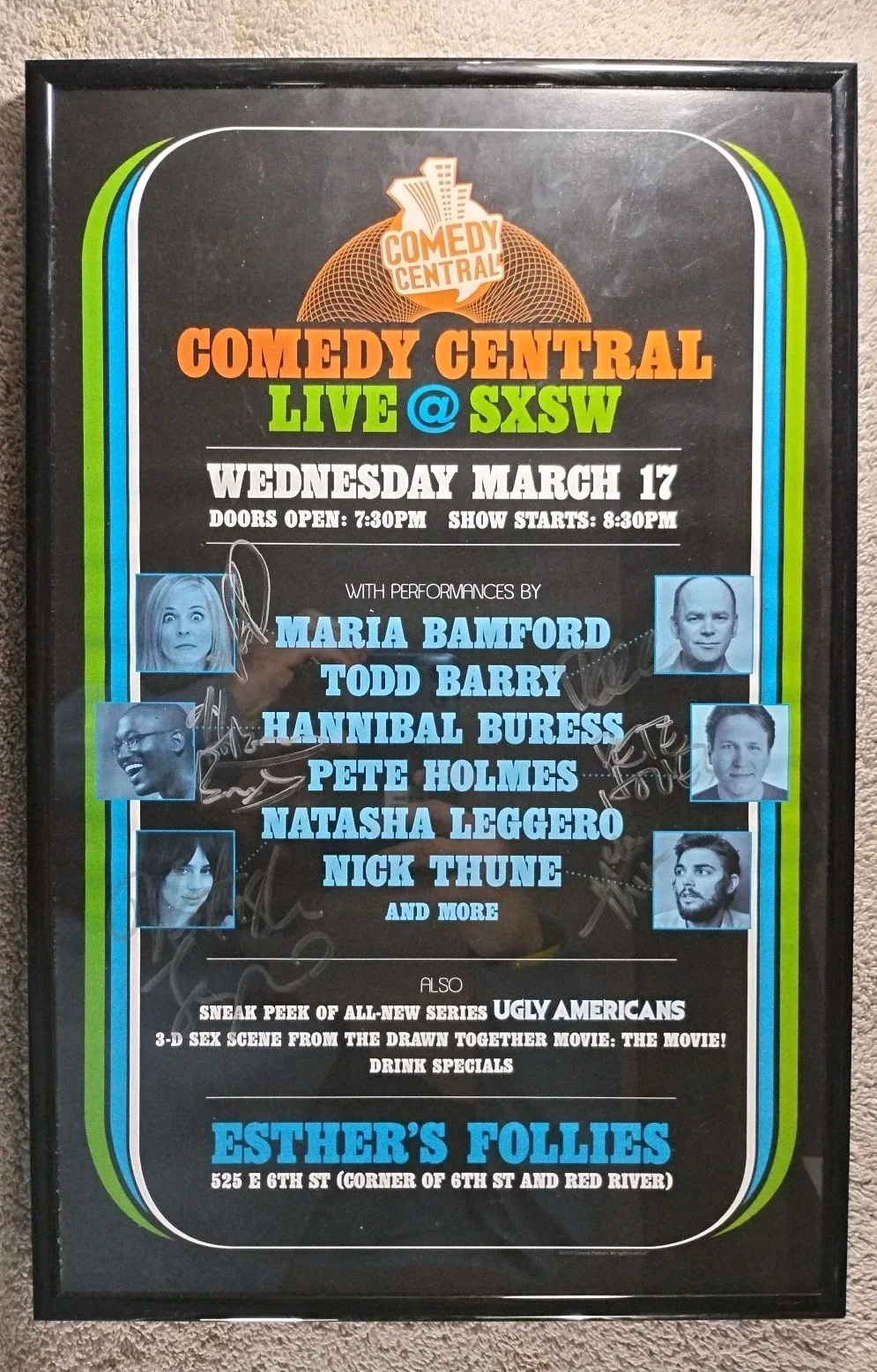 Comedy Central Signed Celebrity Poster Framed Buress Leggero Bamford Thune Holme, изображение 4