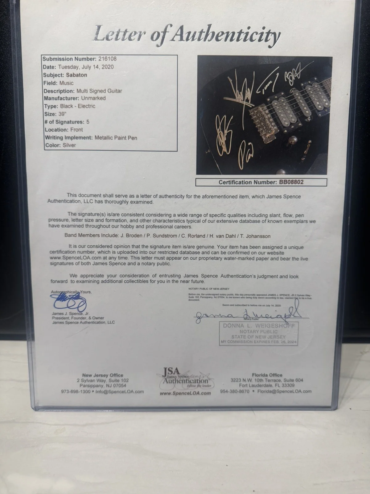 Signed Sabaton Guitar, image 2