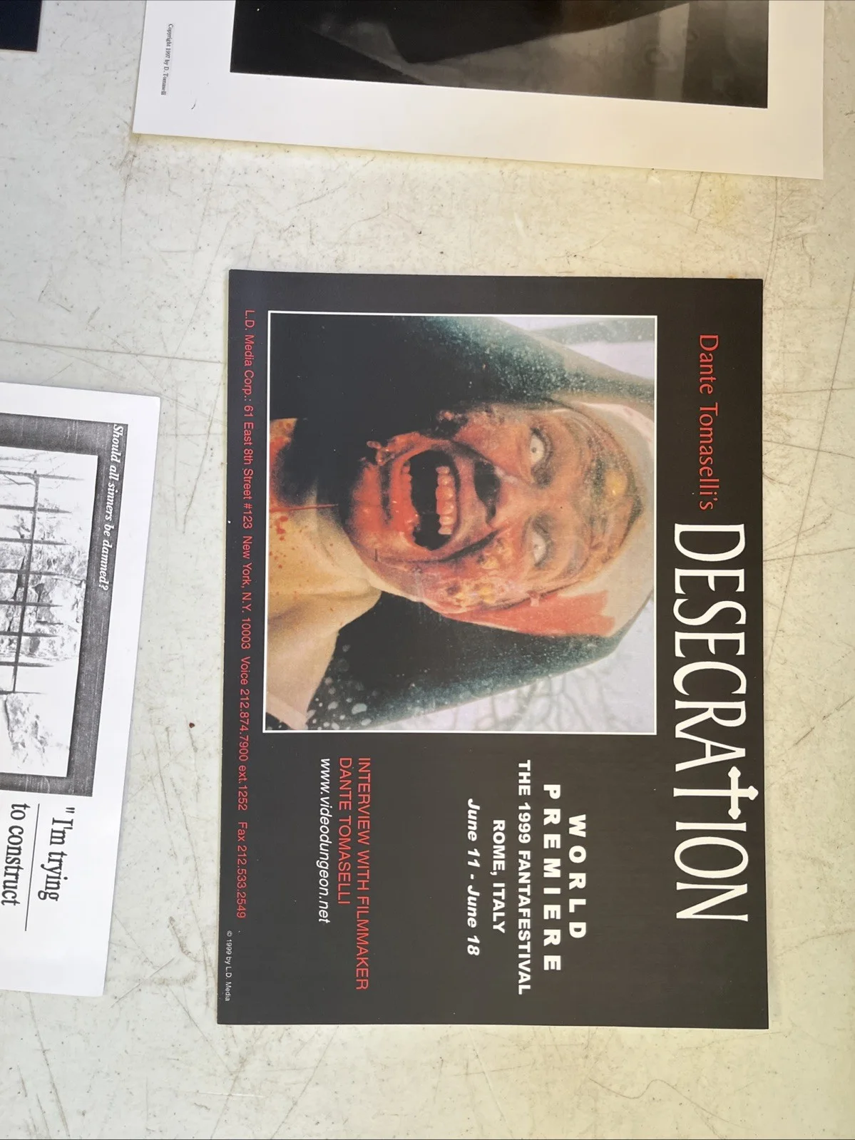 dante tomaselli DESECRATION / HORROR signed Movie PROMO CARD Lot, изображение 5