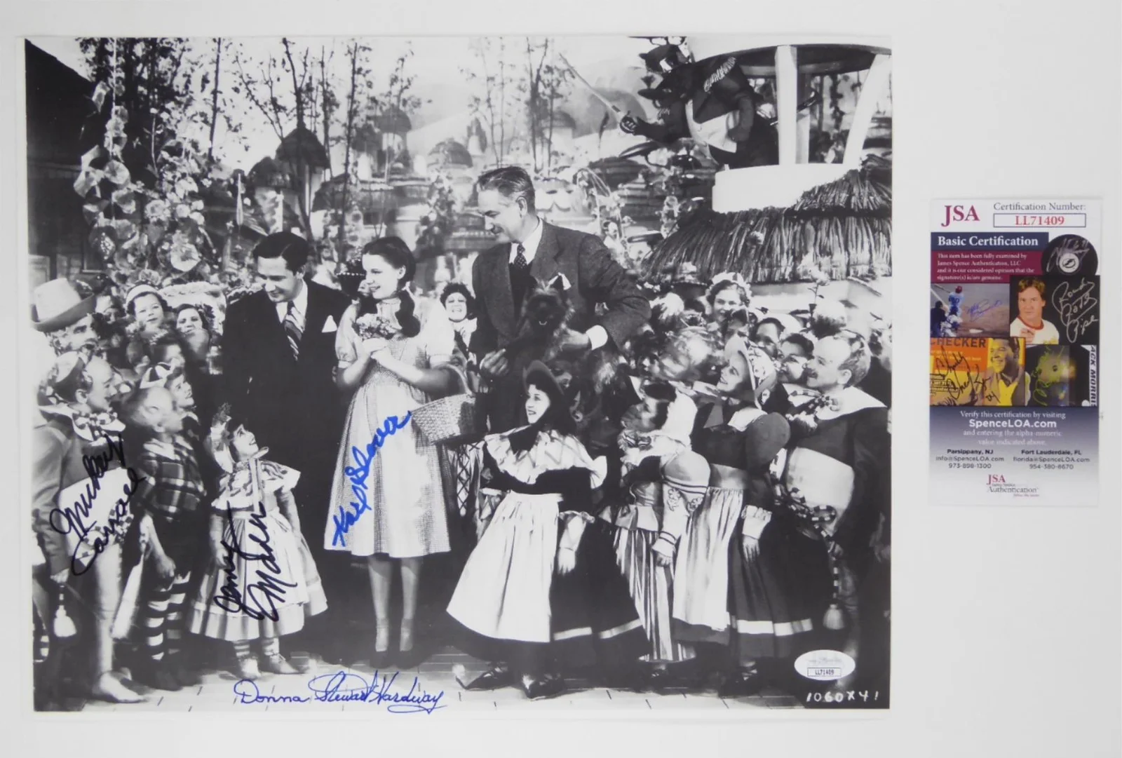 Mickey Carroll — Wizard Of Oz Signed 11x14 Photo Mickey Carroll Jerry Maren Hardway +1 JSA COA