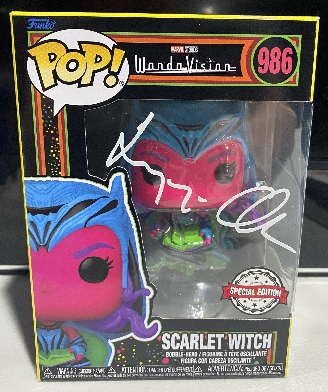 Elizabeth Olsen — Elizabeth Olsen Signed Wandavision Scarlet Witch Funko Pop 986 (PSA COA)