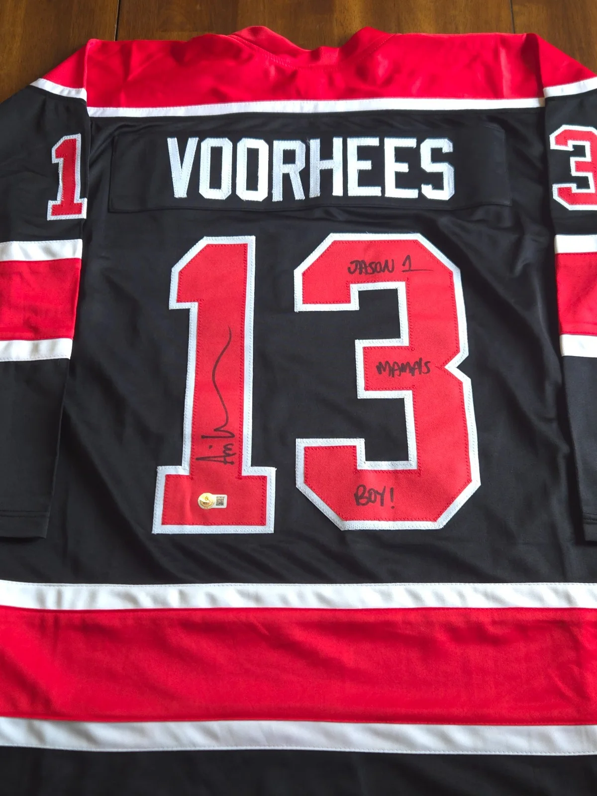Ari Lehman — Jason Voorhees Signed Hockey Jersey #13 – JSA Witness COA – Friday the 13th, изображение 2