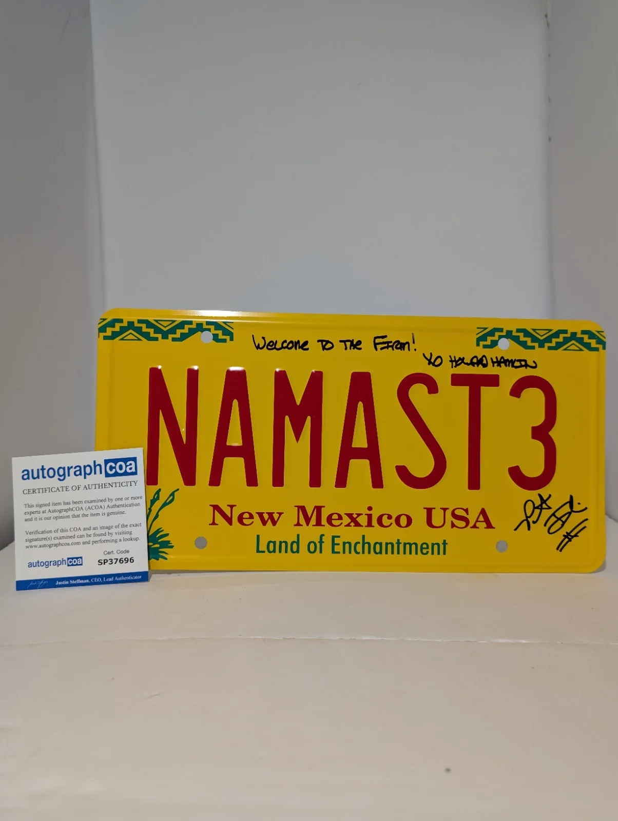 Patrick Fabian — Patrick Fabian Howard Hamlin Signed Better Call Saul " NAMAST3 " License Plate, image 2