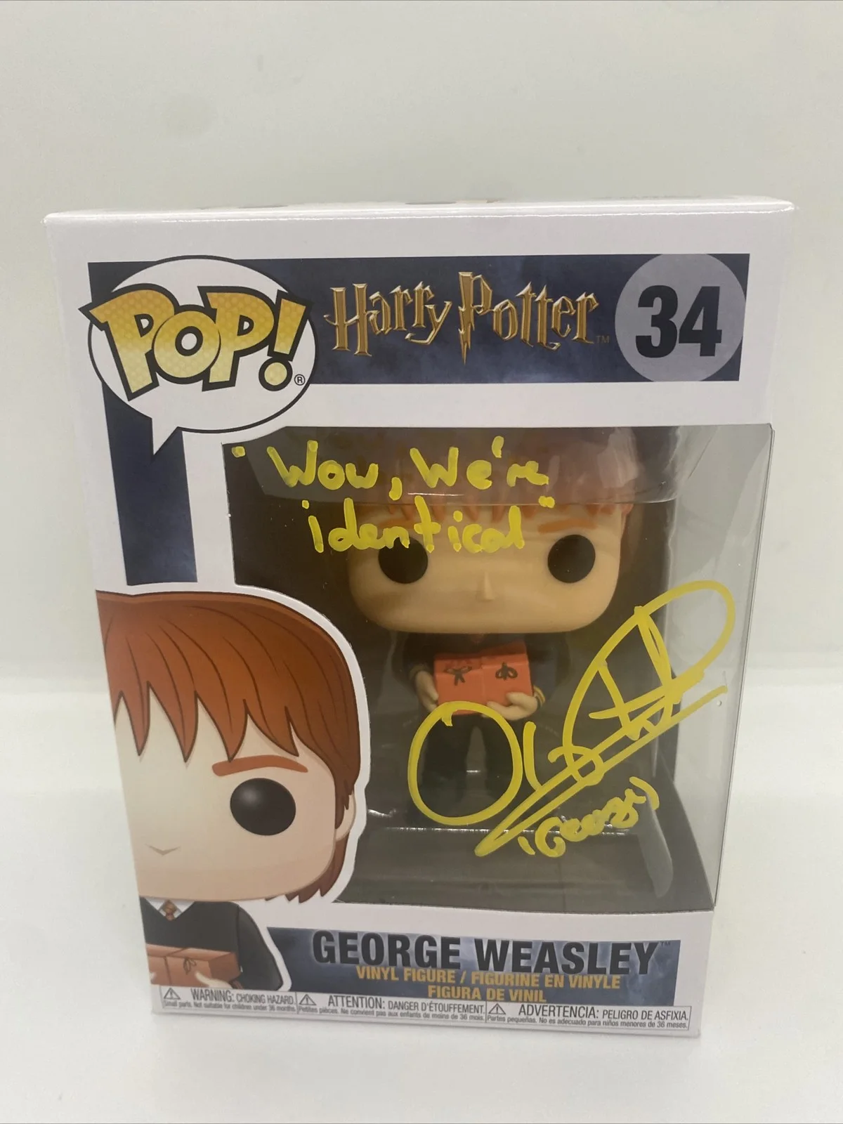 Oliver Phelps — Oliver Phelps SIGNED HARRY POTTER Funko POP #34 George Weasley Official PixQuote
