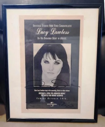LUCY LAWLESS — BROADWAY PLAYBILL - FRAMED LUCY LAWLESS SIGNED AUTOGRAPH 1997 GREASE + COA