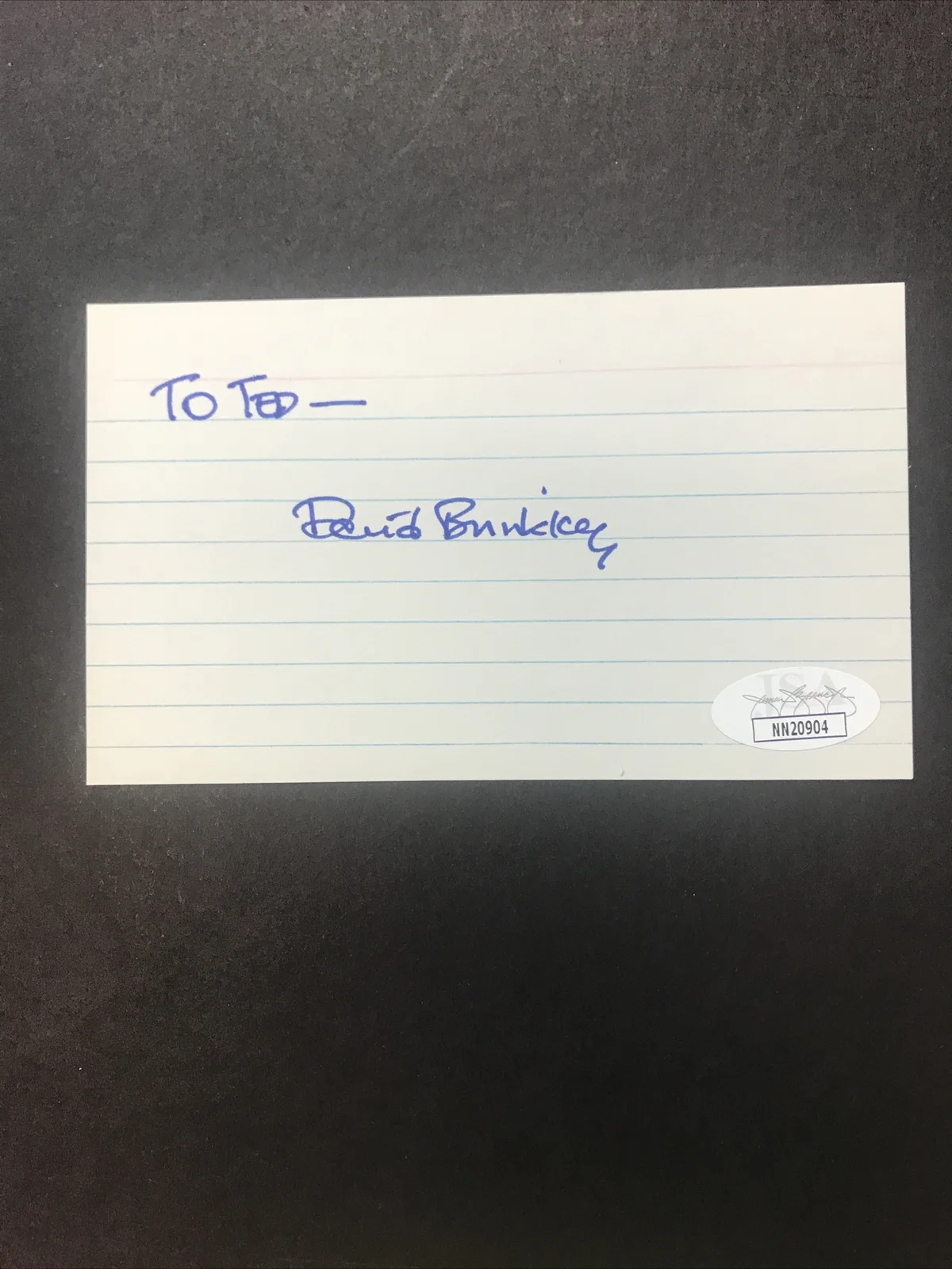 David Brinkley — DAVID BRINKLEY Newscaster d2003 Signed Index Card 3x5 JSA Certified Personalized, image 2