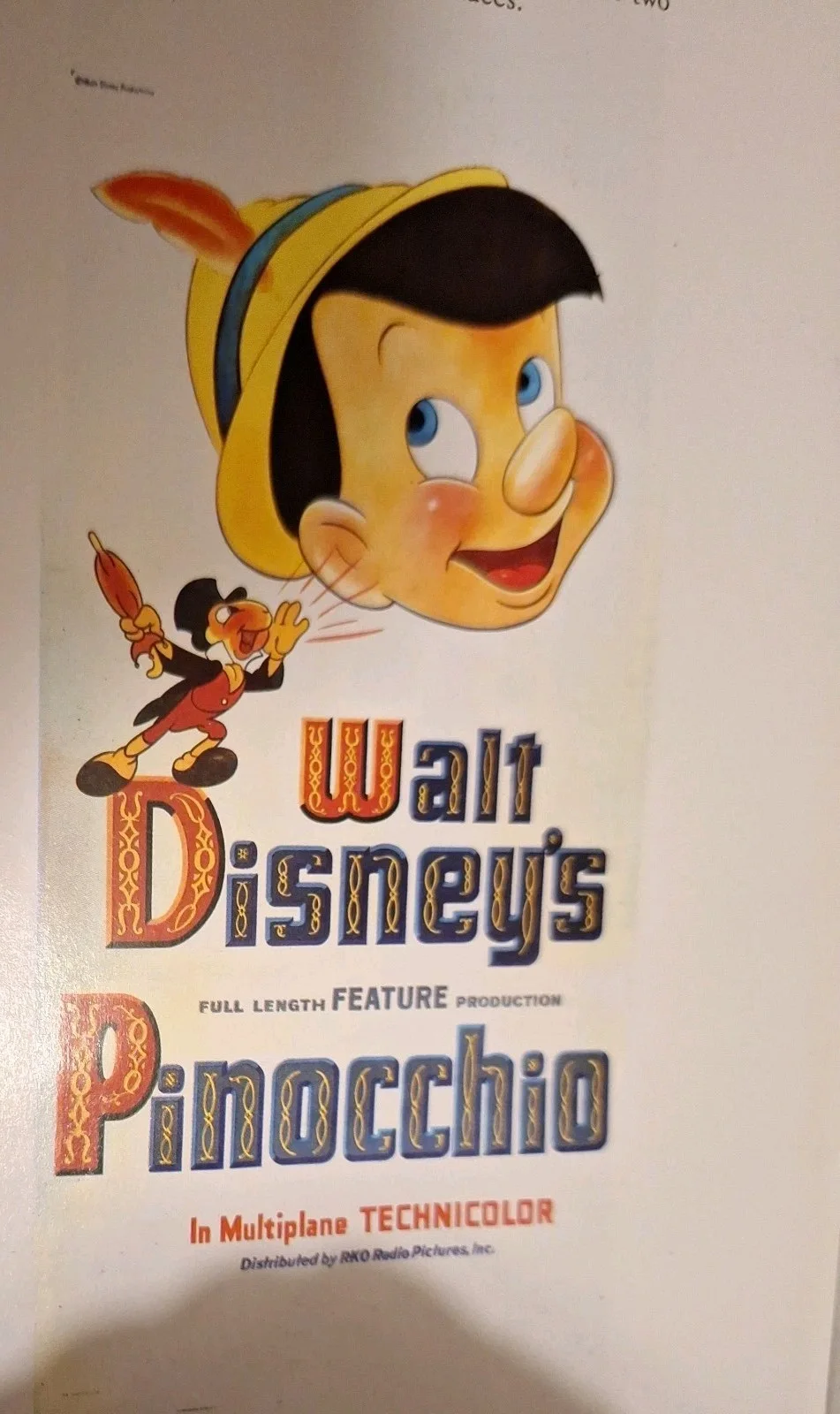 Disney Classic Style "Pinocchio" 1940 Premium Reproduction Fine Art Postcard, изображение 5