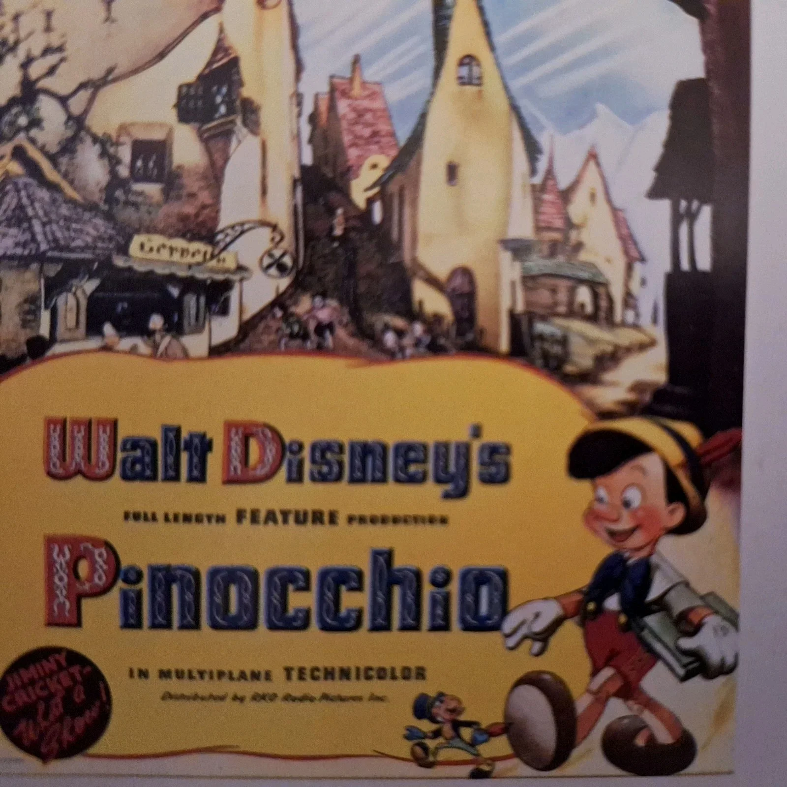 Disney Classic Style "Pinocchio" 1940 Premium Reproduction Fine Art Postcard, изображение 4