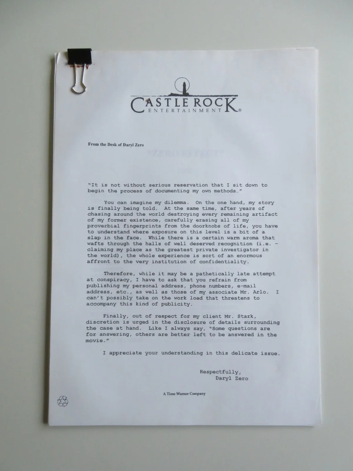 ZERO EFFECT PRESS KIT 1998 BILL PULLMAN BEN STILLER, image 4