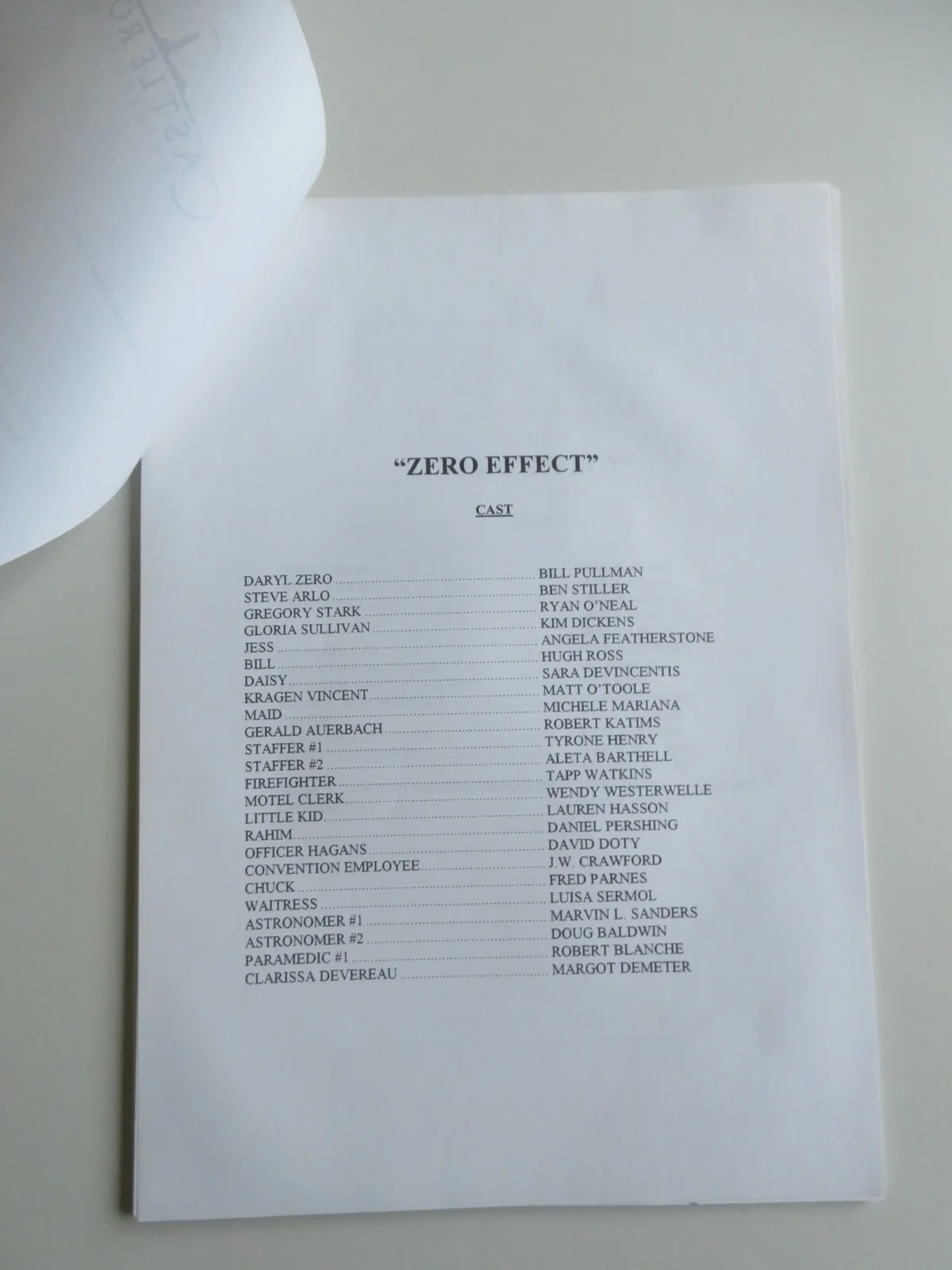 ZERO EFFECT PRESS KIT 1998 BILL PULLMAN BEN STILLER, image 5