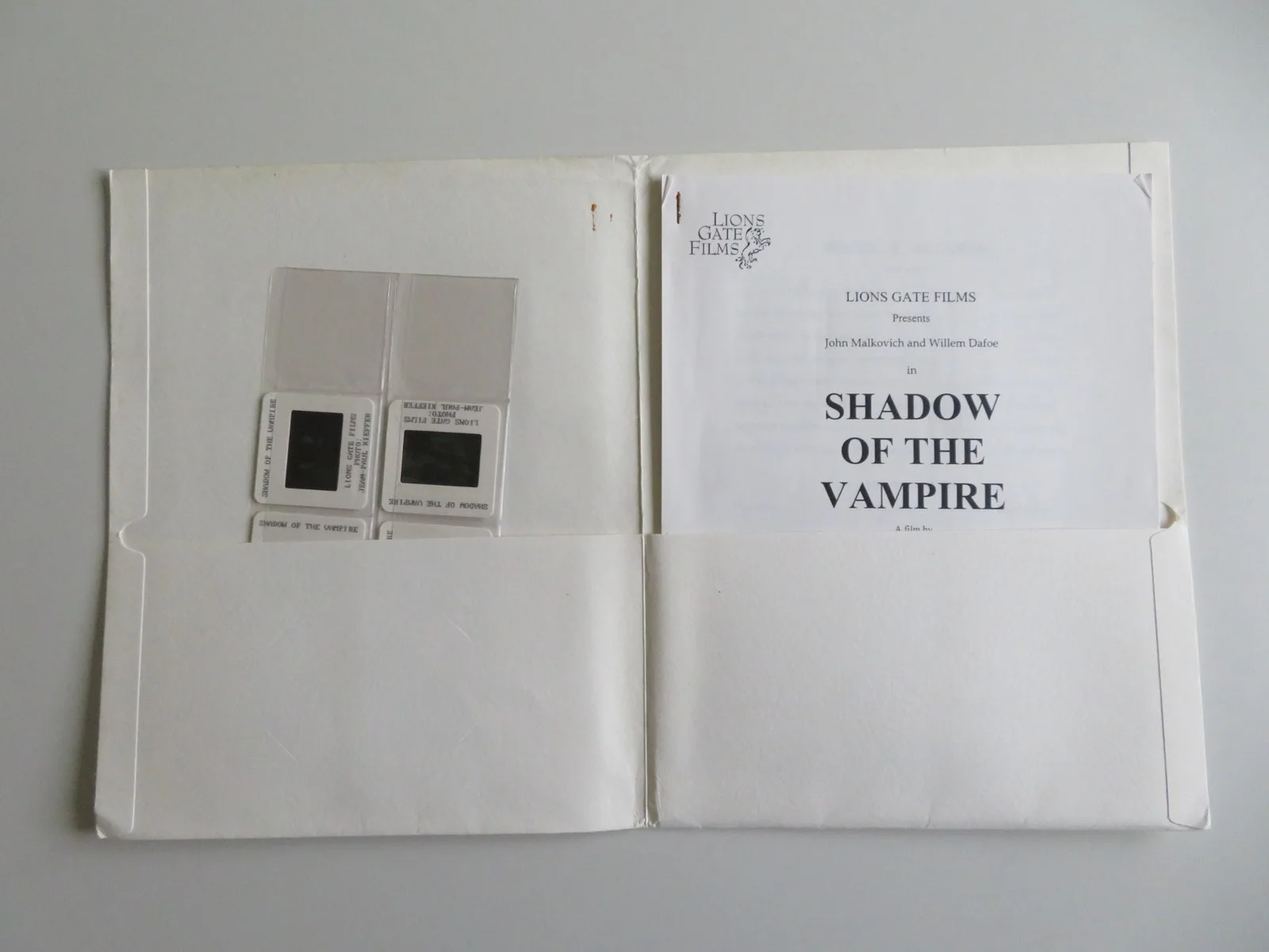 SHADOW OF THE VAMPIRE PRESS KIT 2000 JOHN MALKOVICH WILLEM DAFOE, изображение 2