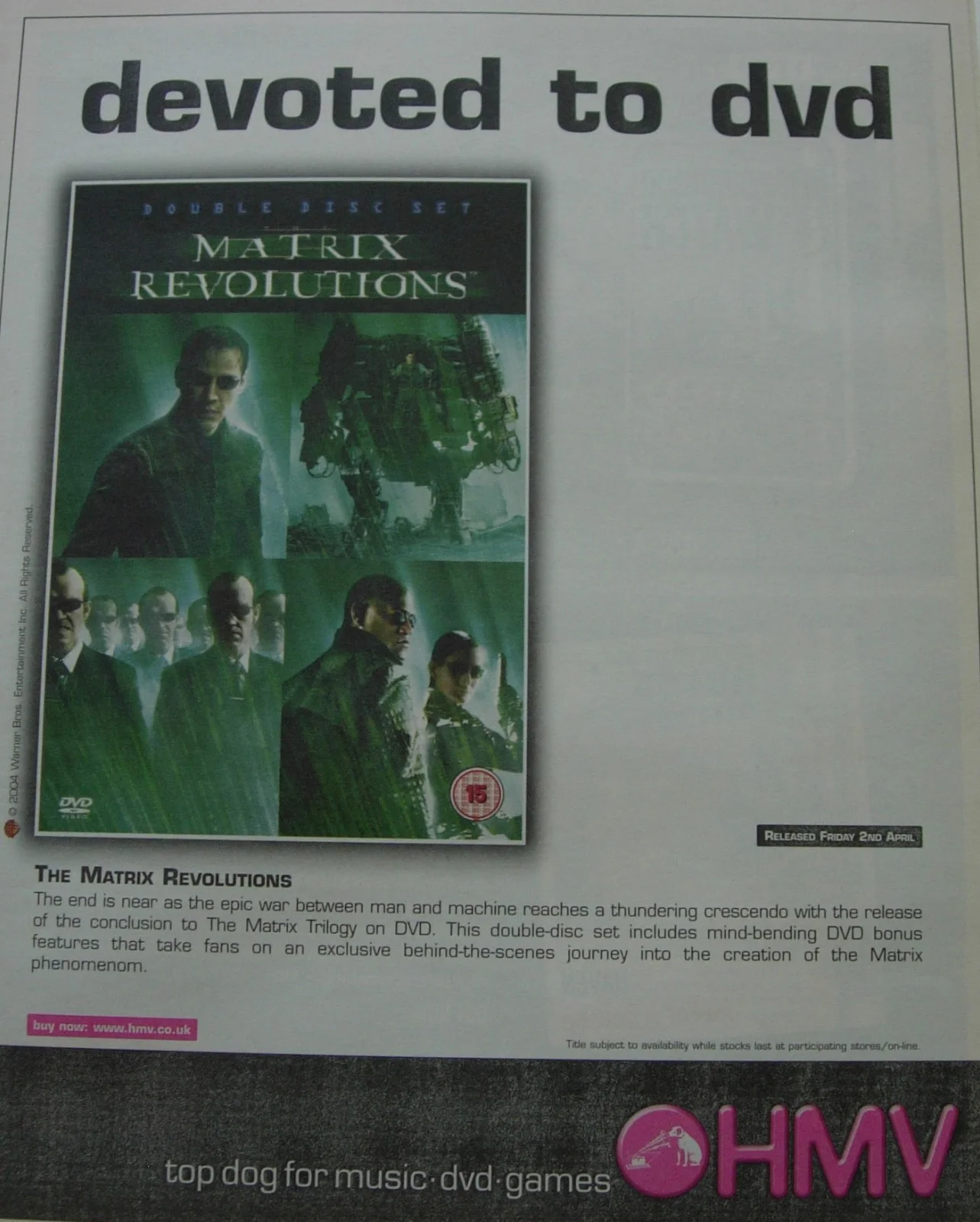 MATRIX REVOLUTIONS+FILM+MOVIE+POSTER+AD+FRAMED ORIGINAL 2004+EXPRESS WORLD SHIP, image 2