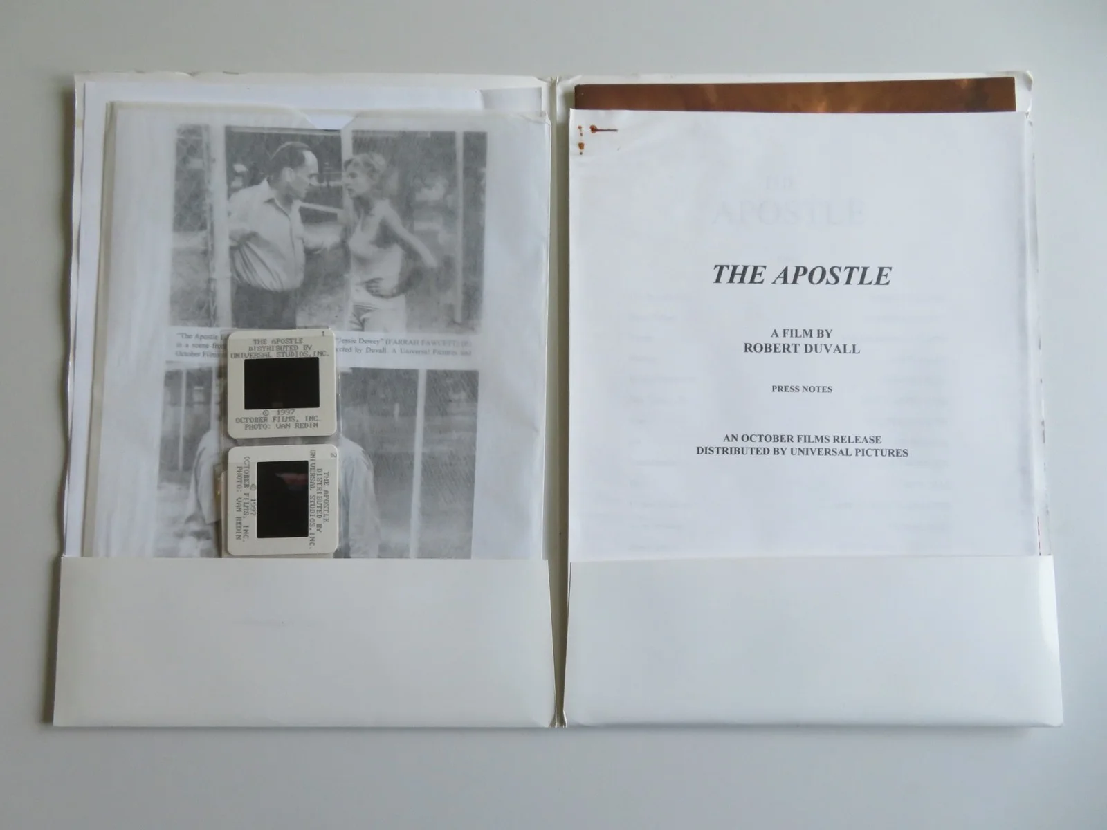 THE APOSTLE PRESS KIT 1997 ROBERT DUVALL BILLY BOB THORNTON, image 2