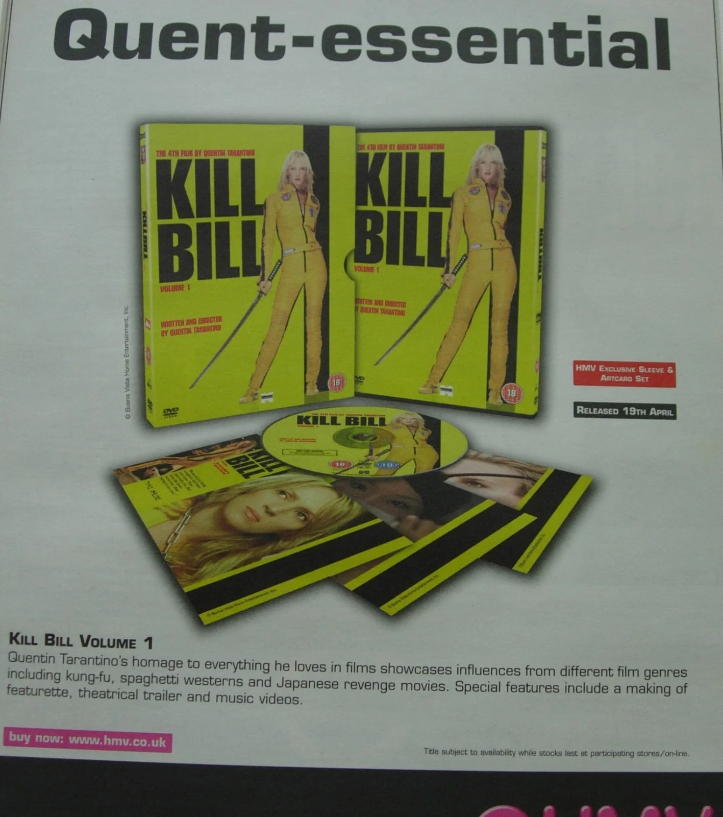KILL BILL+Tarantino+FILM+MOVIE+POSTER+AD+FRAMED ORIGINAL 2004+EXPRESS WORLD SHIP, изображение 2
