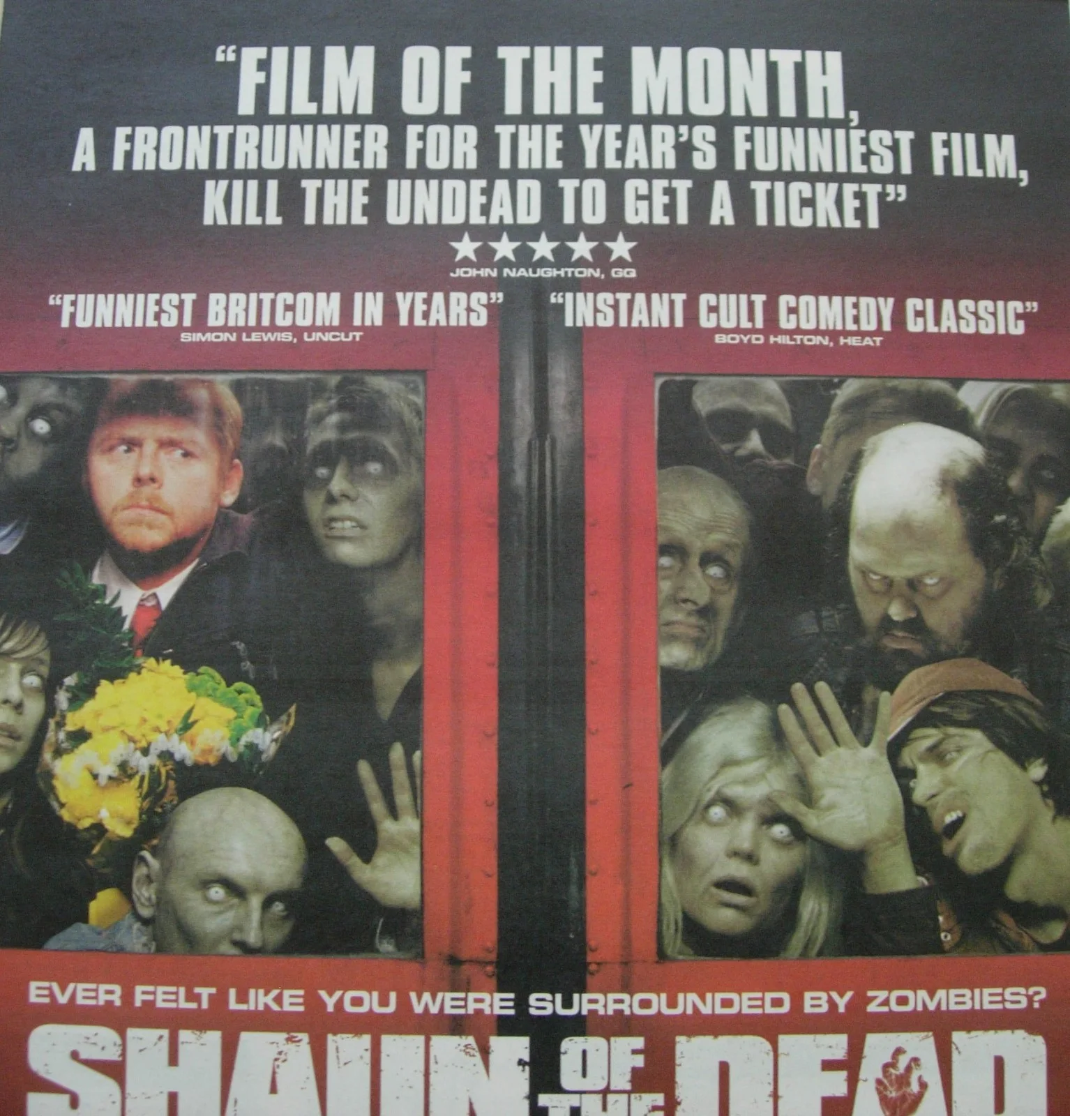 SHAUN OF THE DEAD+FILM+MOVIE+POSTER+AD+FRAMED RARE ORIGINAL 2004+FAST WORLD SHIP, изображение 2
