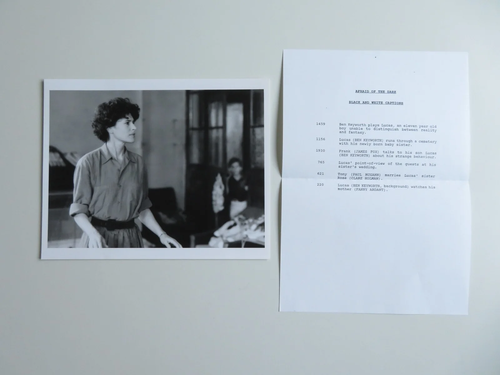 AFRAID OF THE DARK PRESS KIT 1991 JAMES FOX FANNY ARDANT PAUL MCGANN, изображение 4