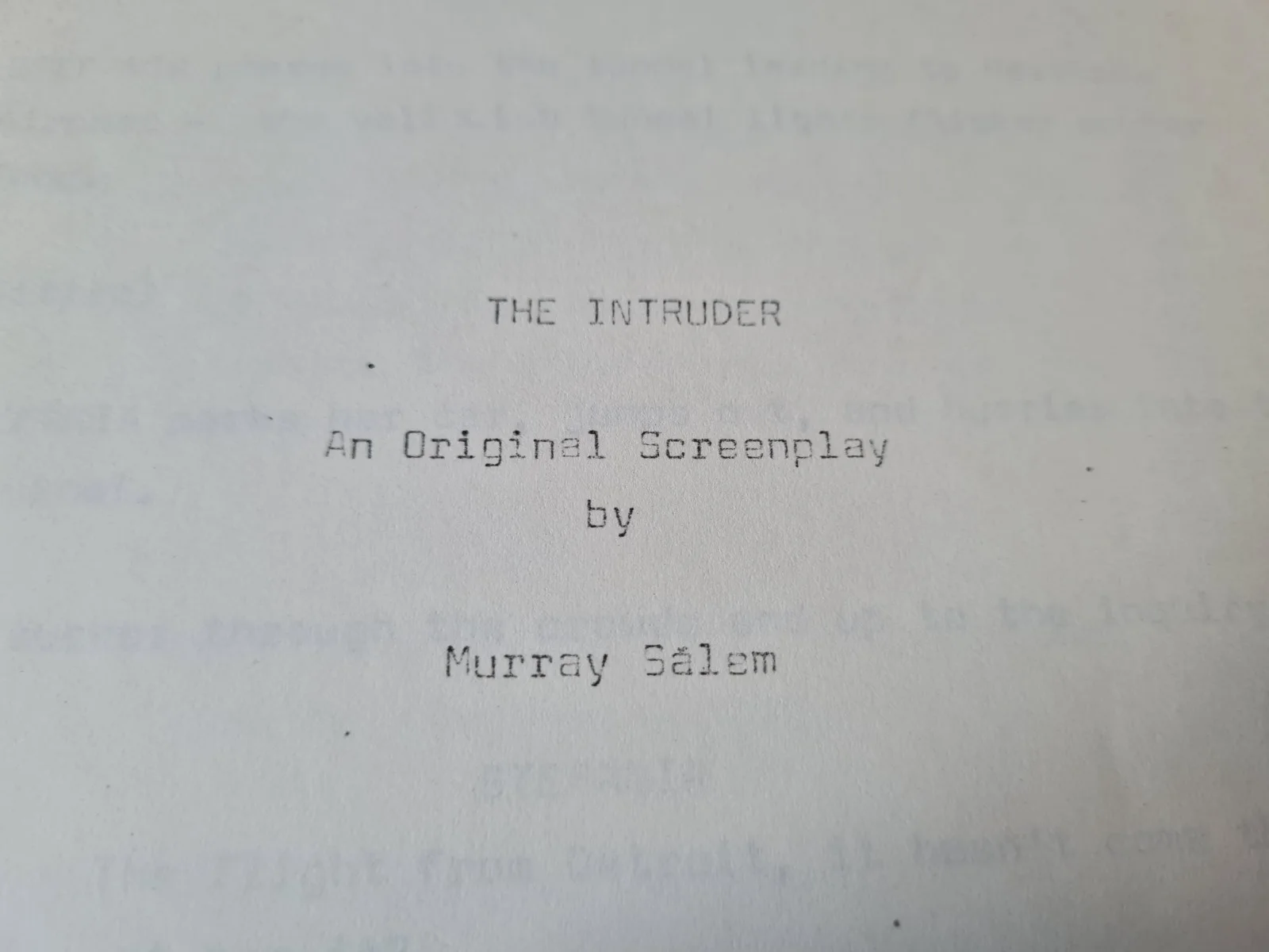 THE INTRUDER, An Original Screenplay by Murray Salem, original & genuine, изображение 4