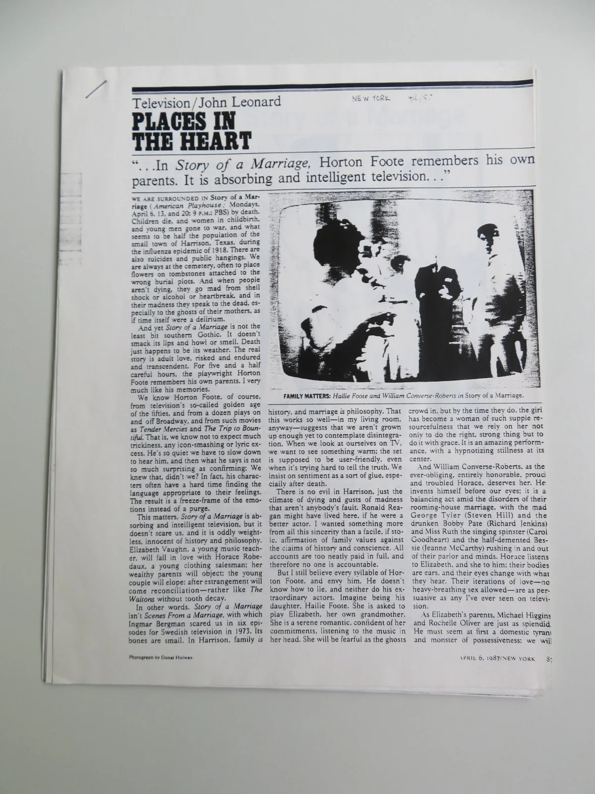 COURTSHIP PRESS KIT 1987 WILLIAM CONVERSE-ROBERTS HALLIE FOOTE, image 4