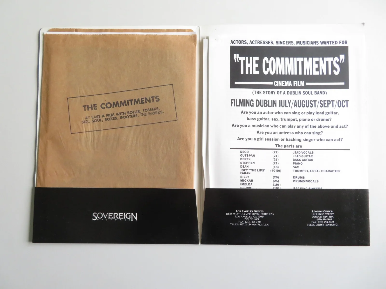 THE COMMITMENTS PRESS KIT 1991 ROBERT ARKINS COLM MEANEY SEAN HUGHES, image 2