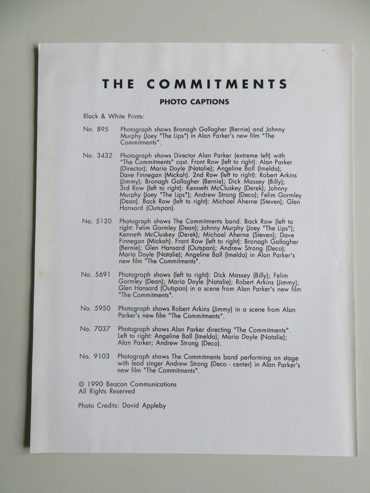 THE COMMITMENTS PRESS KIT 1991 ROBERT ARKINS COLM MEANEY SEAN HUGHES, image 3