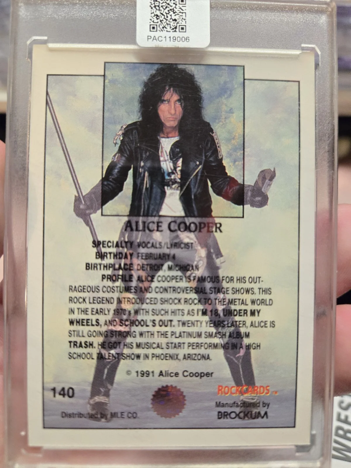 Alice Cooper Signed/Autographed Encapsulated Card 1991 Rock Cards Pristine, изображение 4